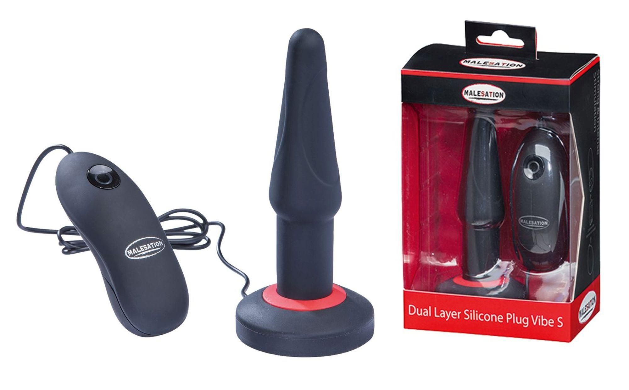 Анальна пробка Malesation Dual Layer Silicone Plug Vibe, 14 см (чорний)