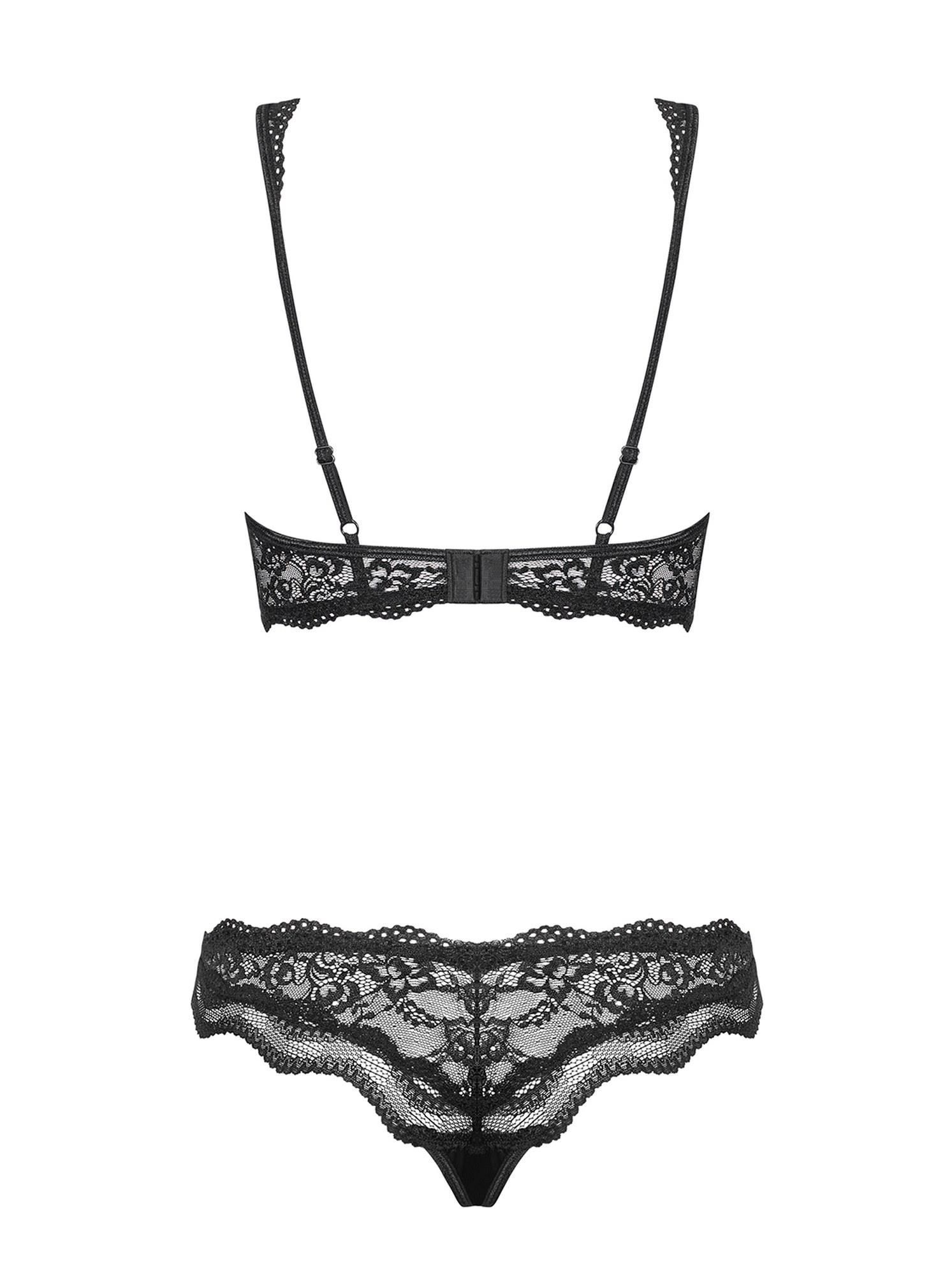 Кружевной комплект белья Obsessive Luvae, S/M (черный)