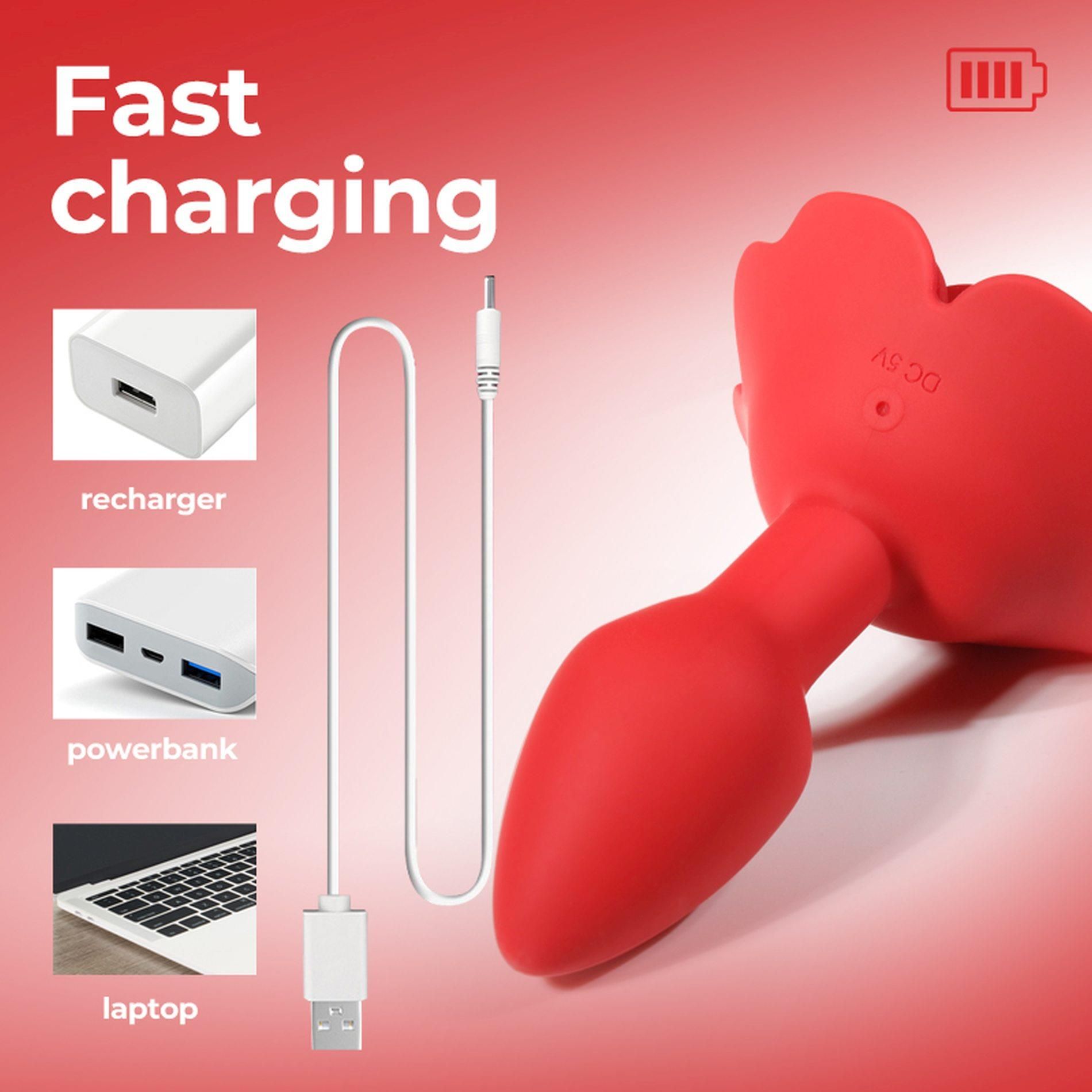 Korek analny B - seria Cute Rose, 11.1 cm (czerwony)