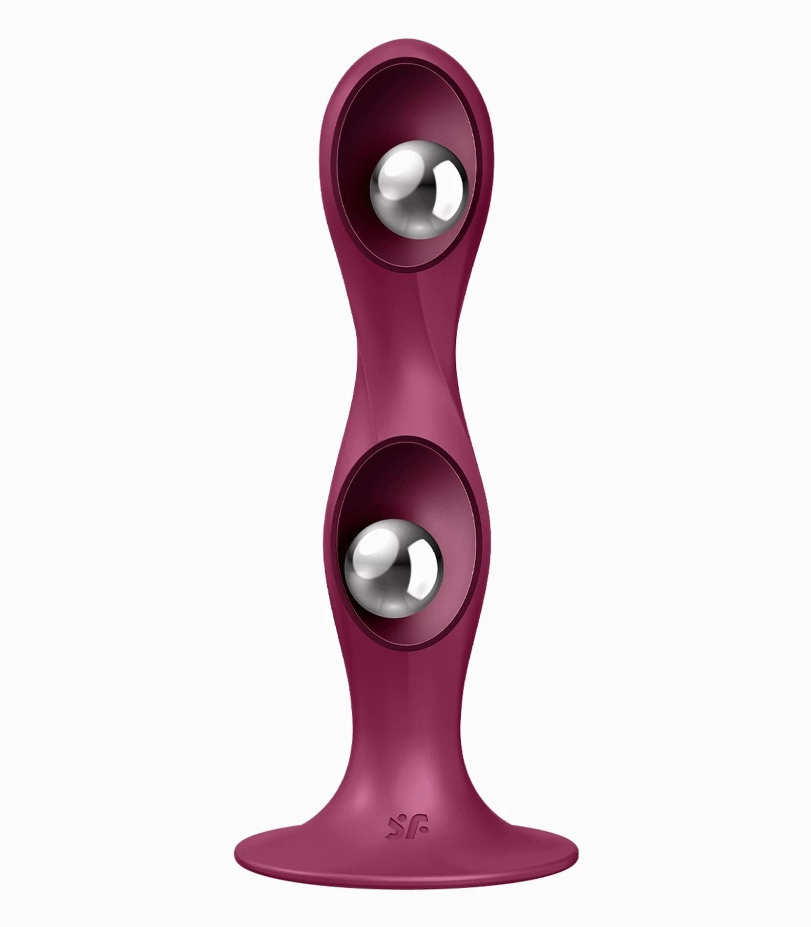 Фаллоимитатор Satisfyer Double Ball-R, 17.7 см (бордовый)