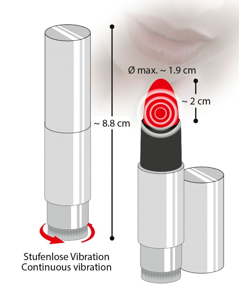 Вибратор для клитора Kiss Me Lipstick Vibe, 8,7 см (серебристый)