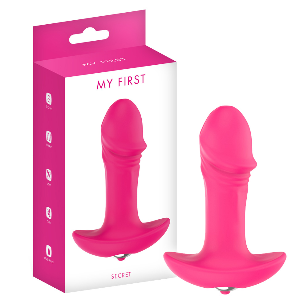 Korek analny z wibracjami My First Secret, 10 cm (różowy)