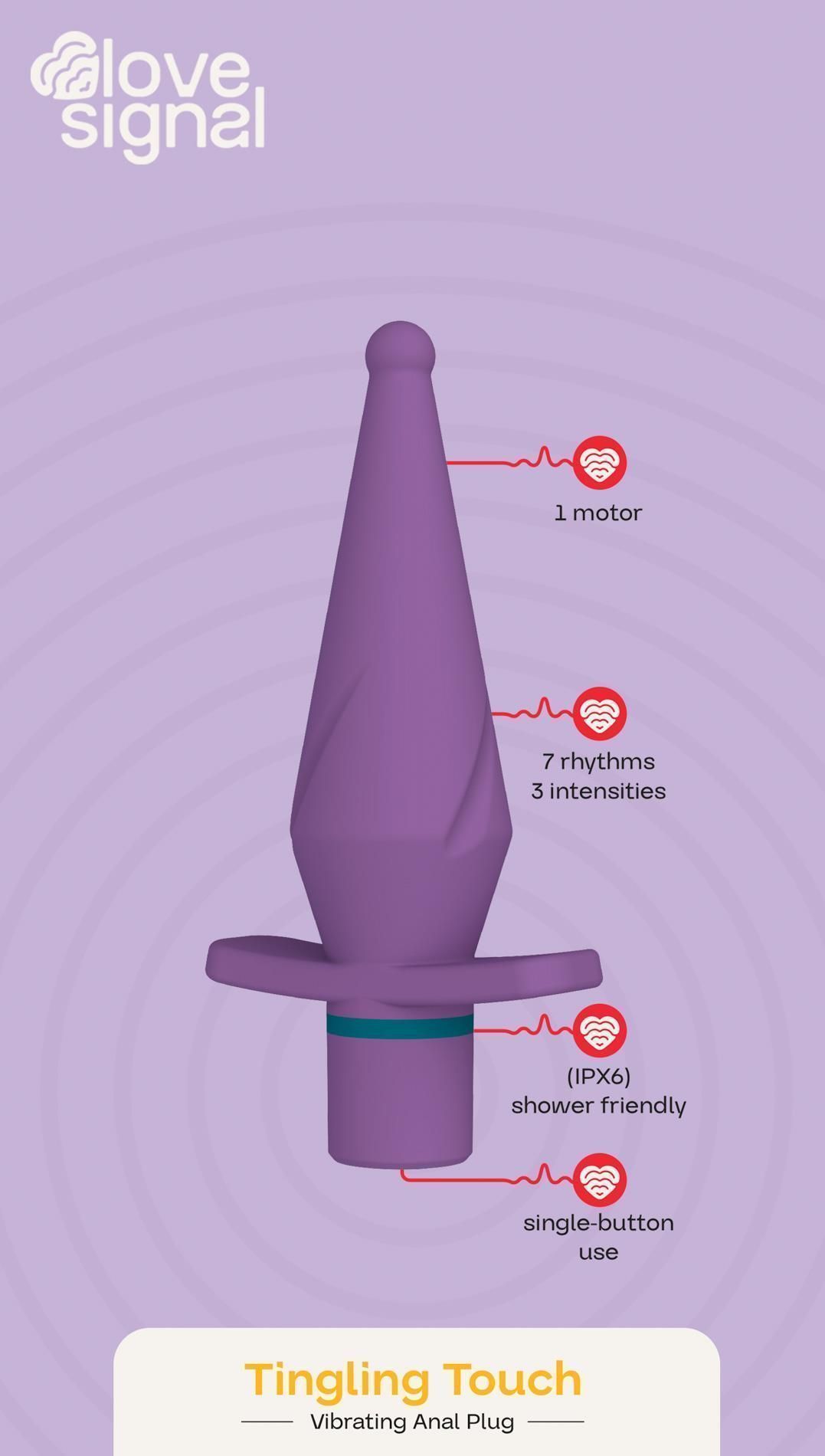 Korek analny Dream Toys Tingling Touch, 13 cm (fioletowy)