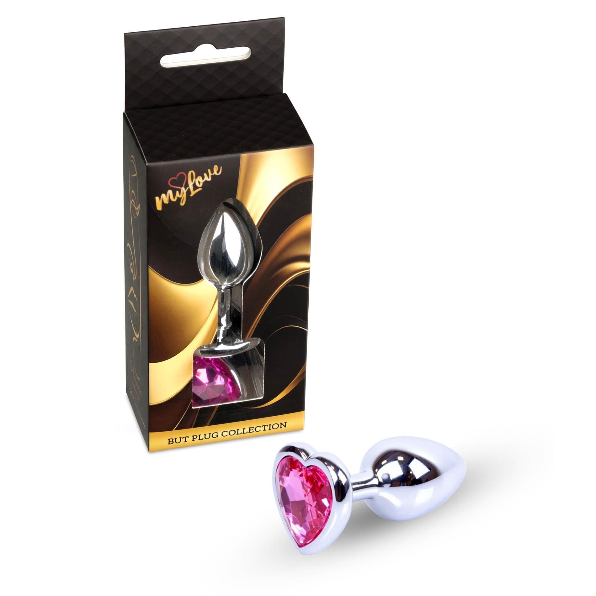 Анальна пробка MyLove Toys Jewellery Silver Heart Plug, 7 см (рожевий)