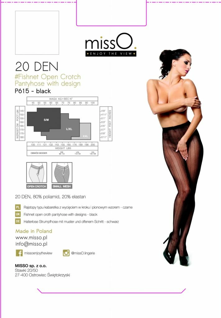 Rajstopy MissO P615, L/XL (czarny)