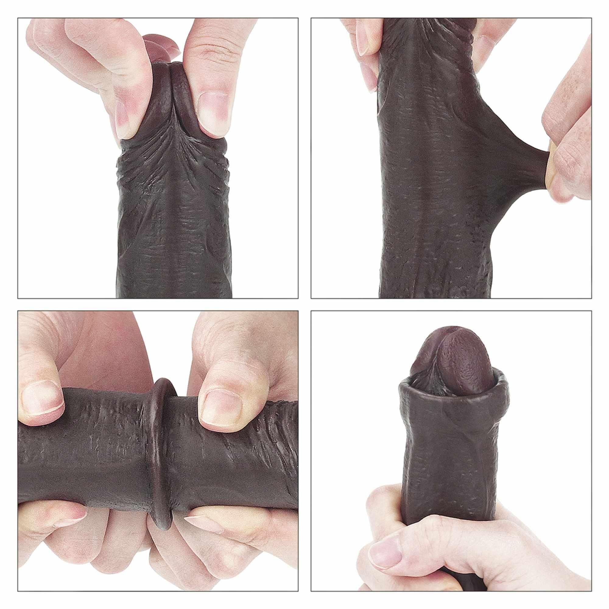 Фаллоимитатор с присоской LoveToy Sliding-Skin Dildo 7, 17,5 см (коричневый)