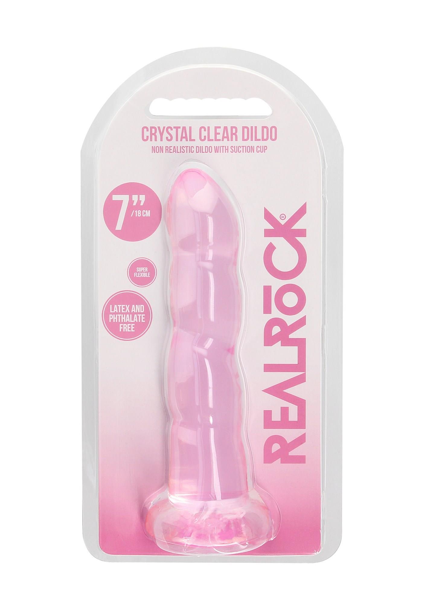 Фаллоимитатор RealRock Crystal Clear 7", 18 см (розовый)