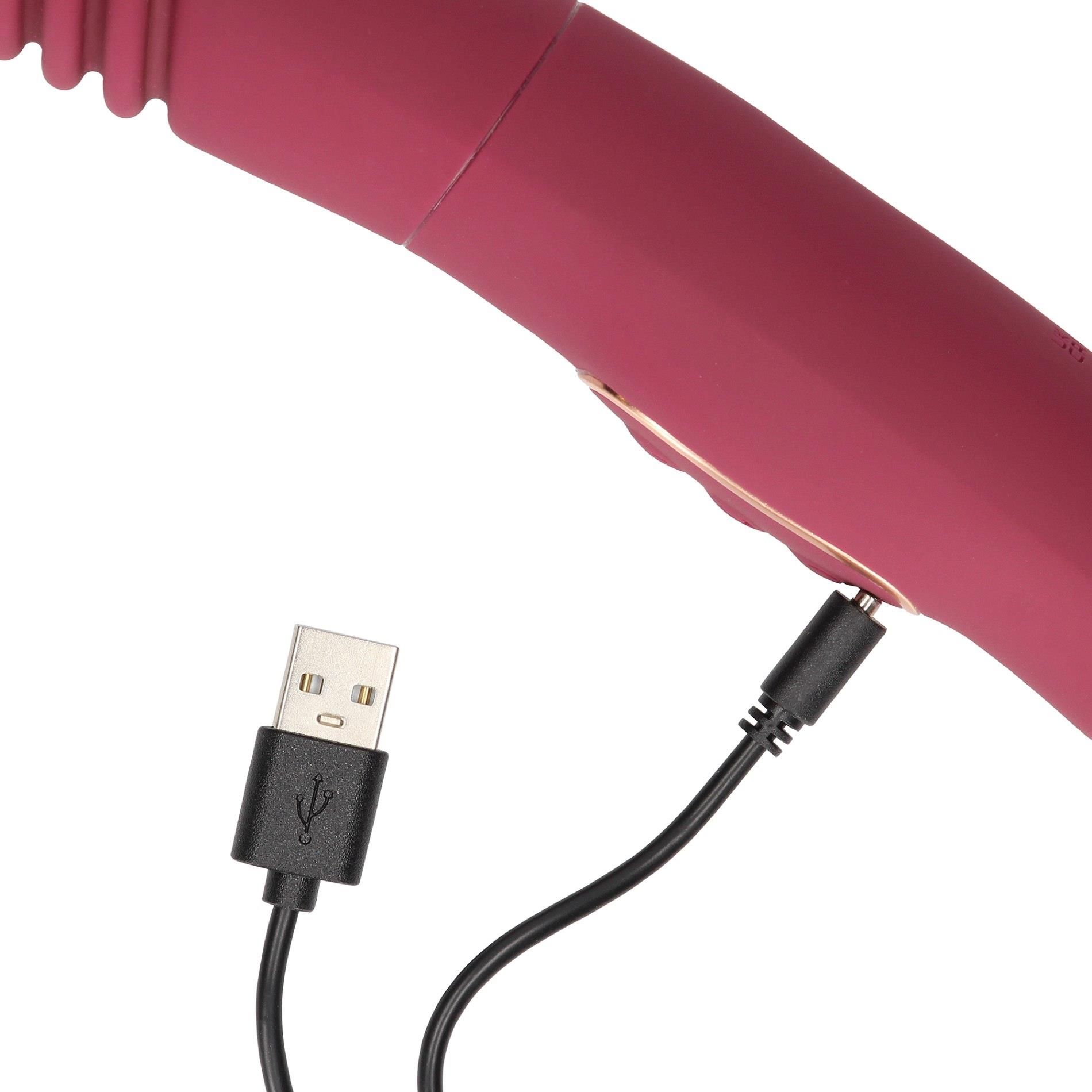 Вибратор Loveline Double-Sided Thrusting, 33 см (бордовый)