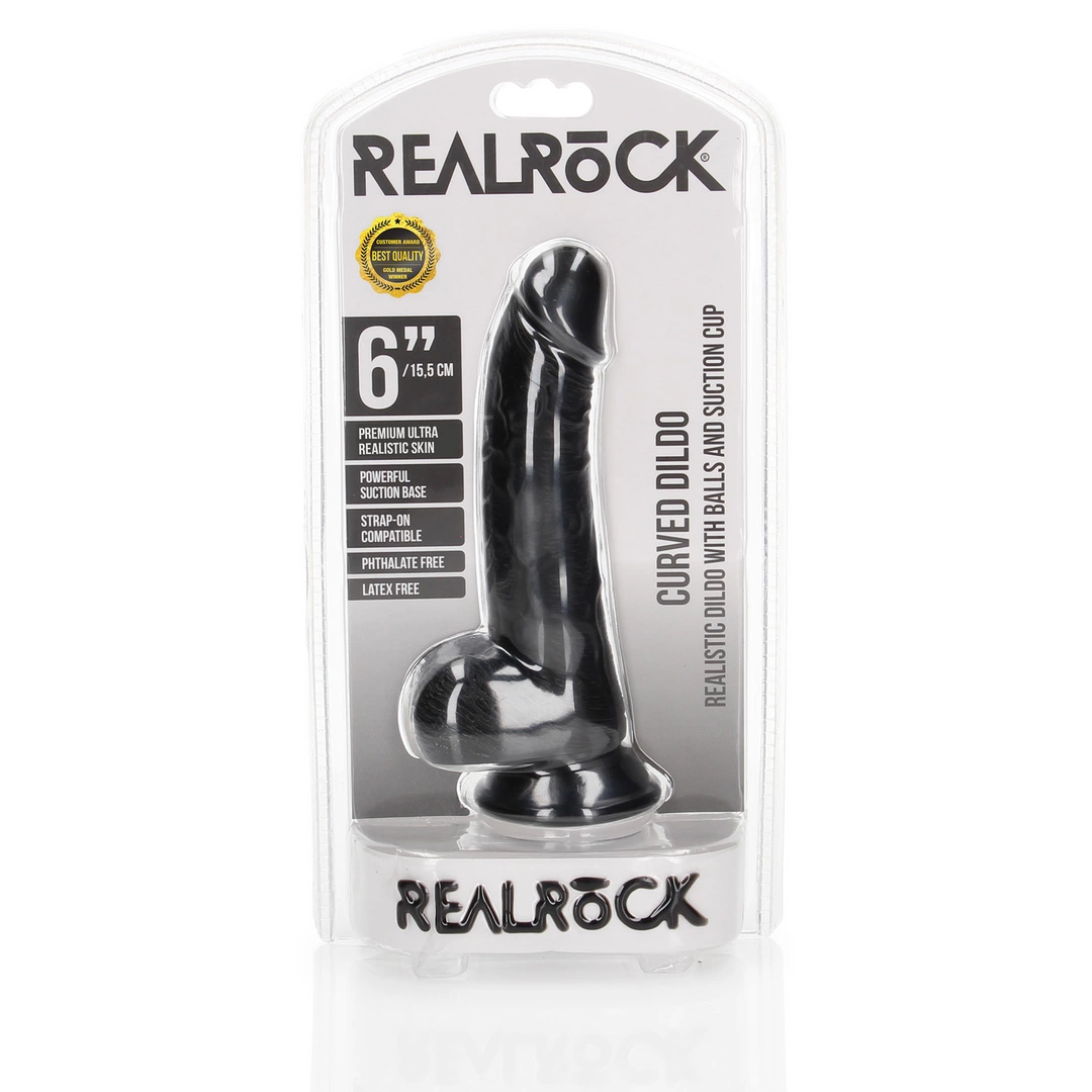 Фаллоимитатор RealRock Curved 6", 17 см (черный)