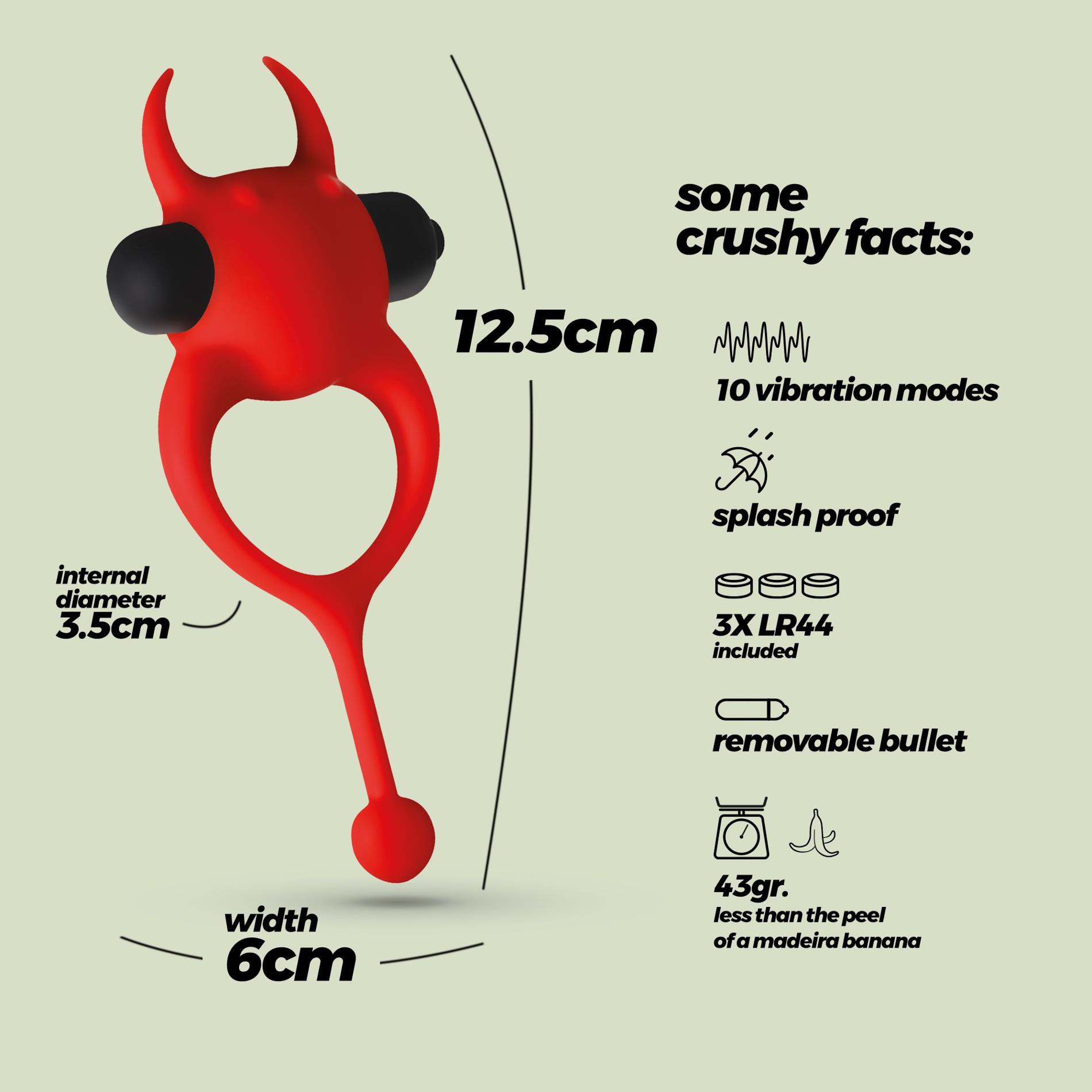 Виброкольцо Crushious Daemon, 12.5 см (красный)