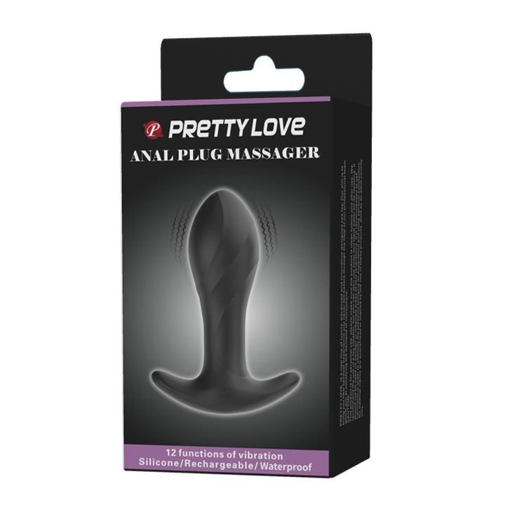 Korek analny z wibracją Pretty Love, 10,4 cm (czarny)