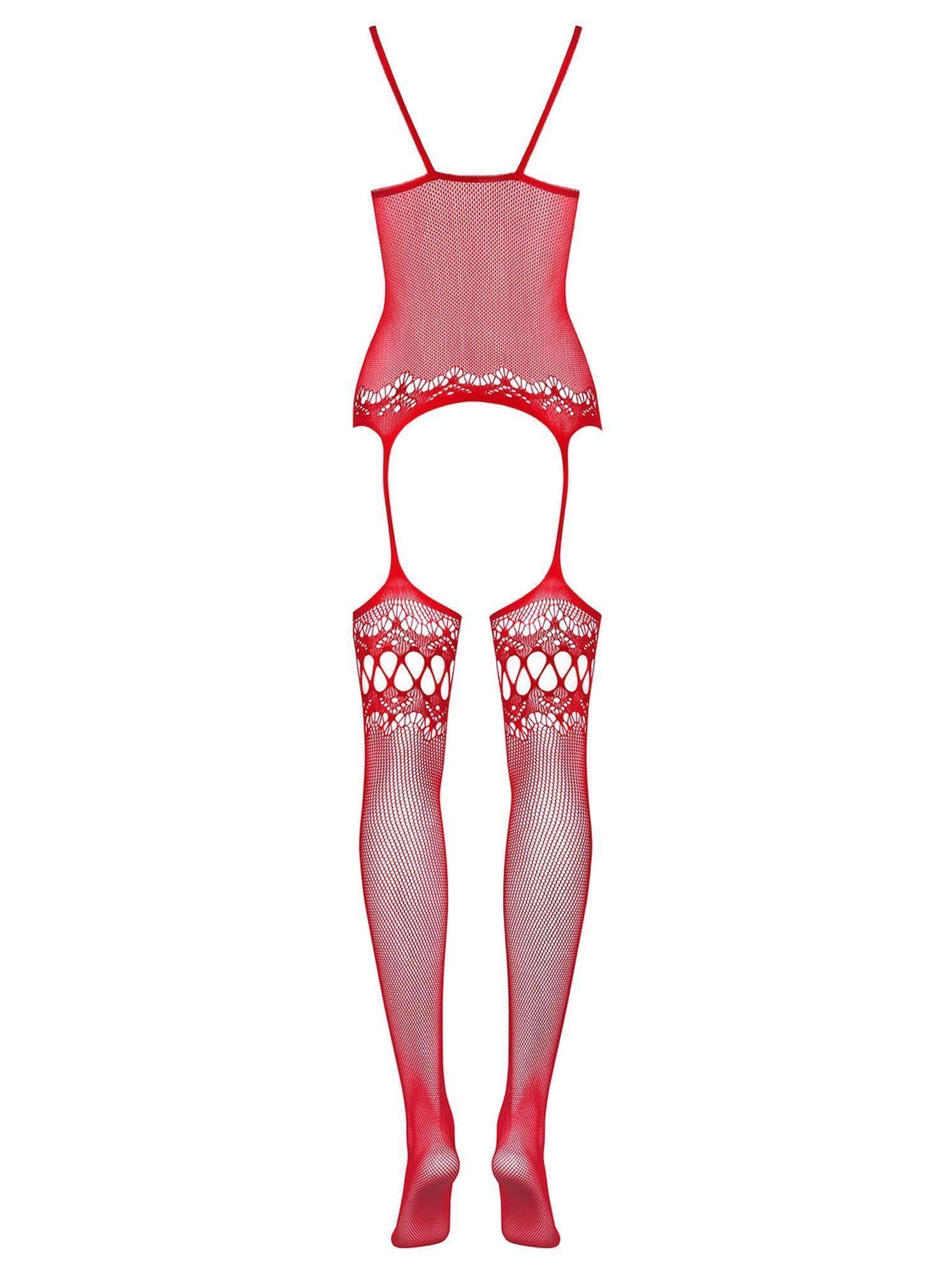 Сексуальний комбінезон в сітку Obsessive F214, S/M/L (червоний)