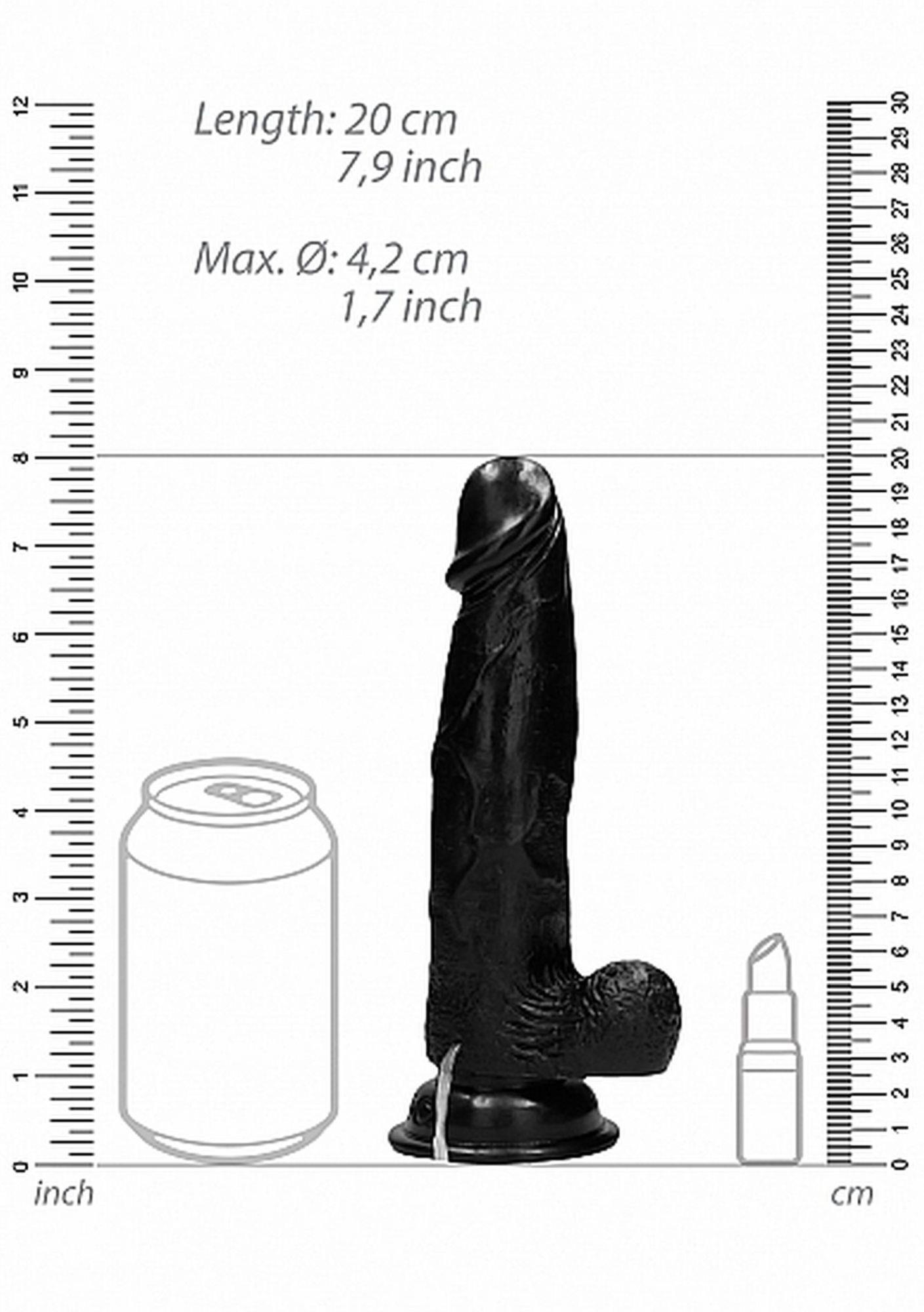 Вибратор RealRock Cock 8", 20 см (черный)