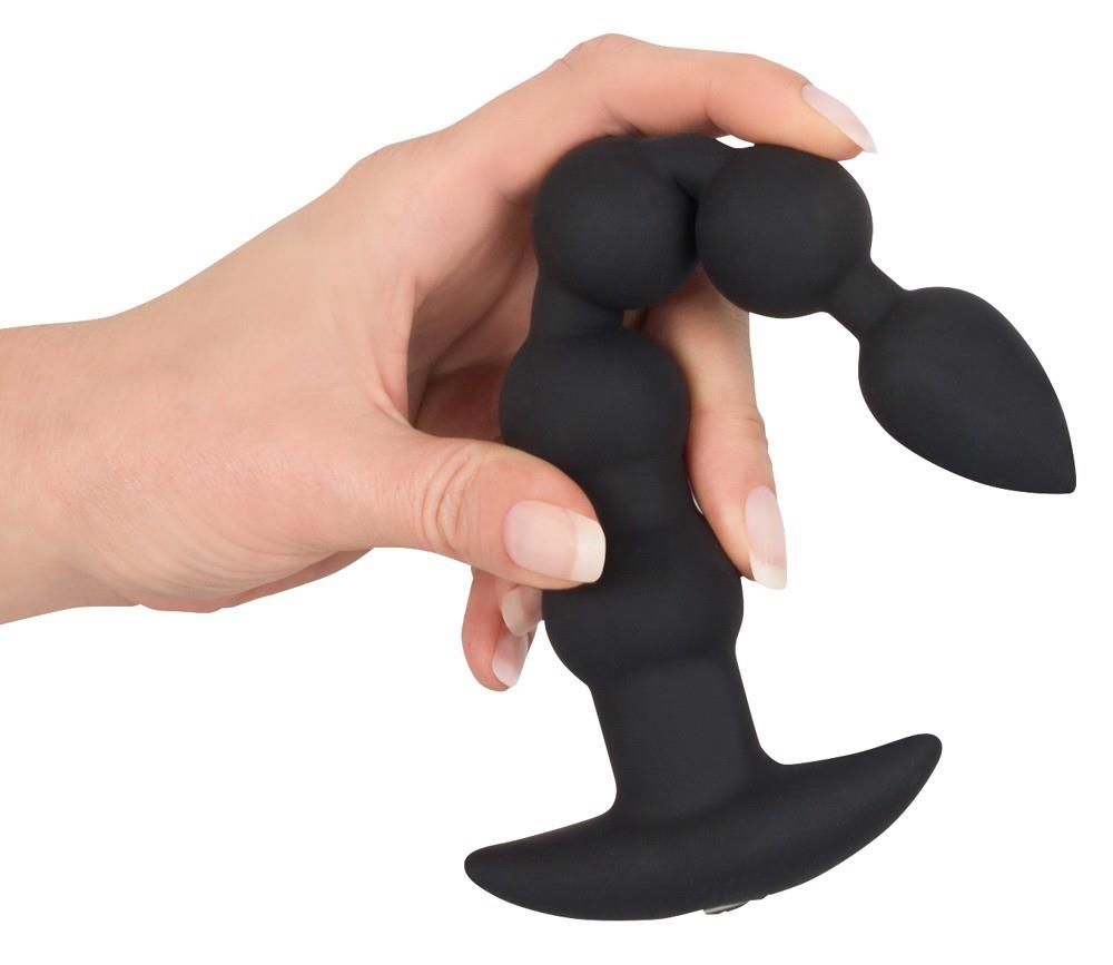 Анальная цепочка с вибрацией Black Velvets Rechargeable Beads, 21 см (черный)