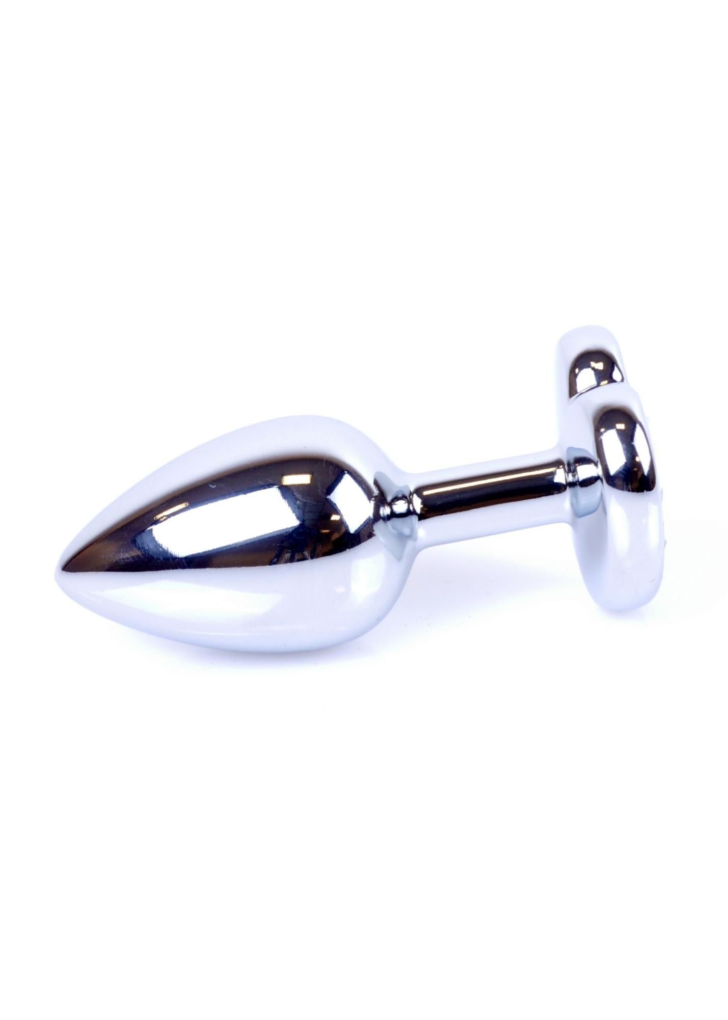Анальна пробка з кристалом Jewellery Silver Heart Plug, 7х2.7 см (червоний)