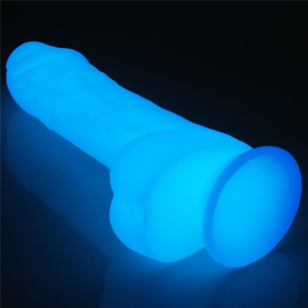 Неоновый фаллоимитатор LoveToy Lumino Play, 19,3 см (синий)