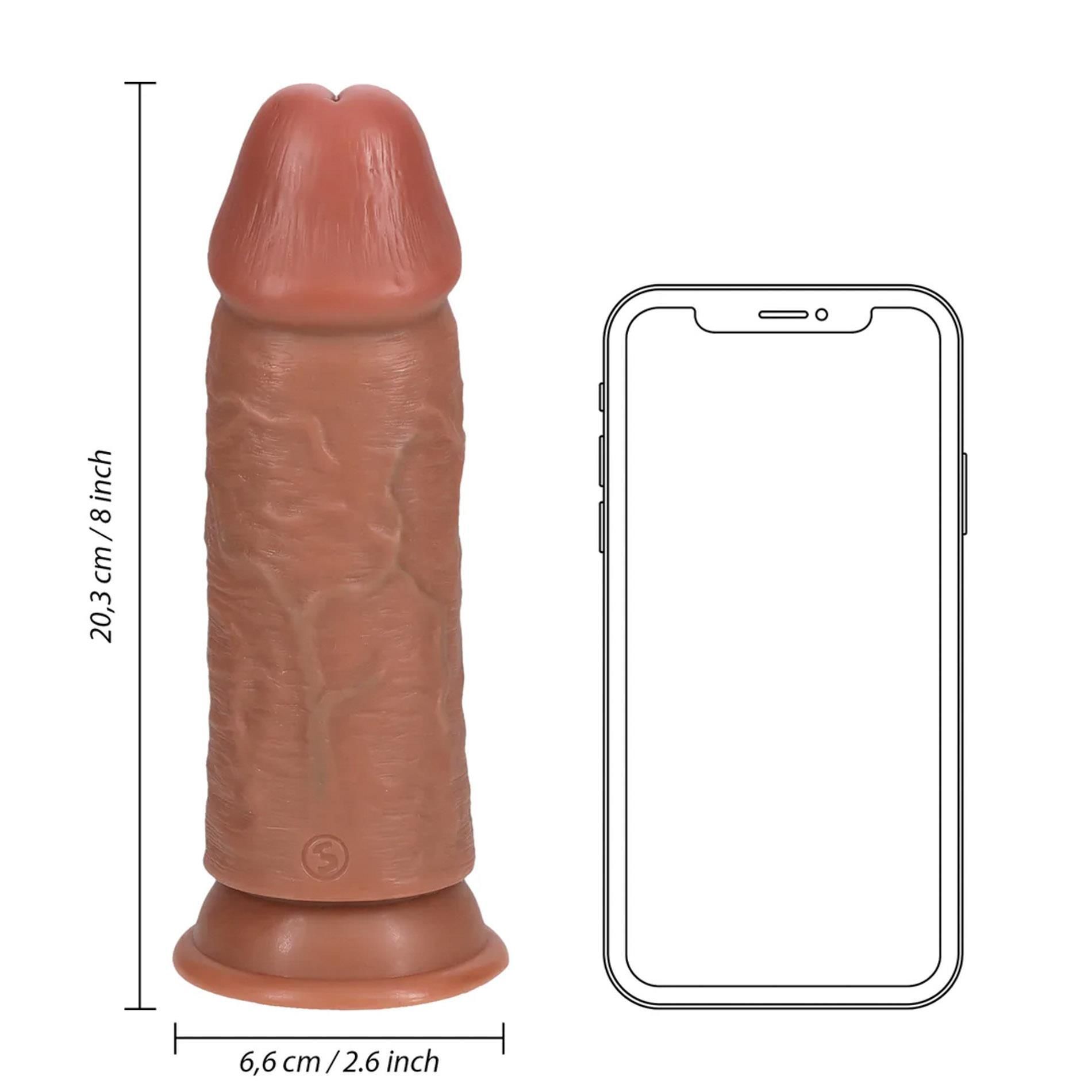 Фаллоимитатор RealRock Extra Thick Straight, 20.3 см (коричневый)