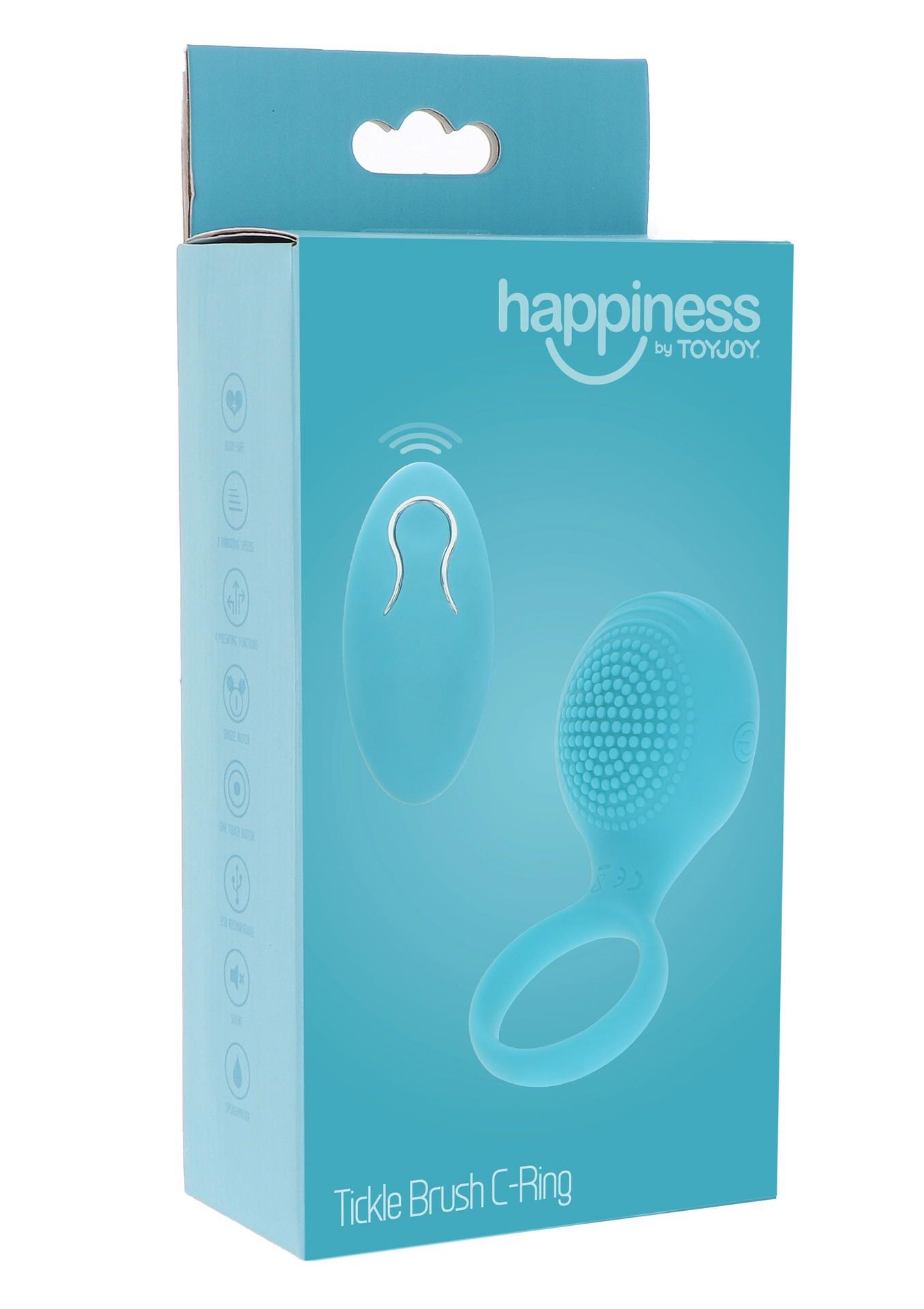 Виброкольцо Toy Joy Happiness Tickle Brush C-Ring, 8.2 см (голубой)