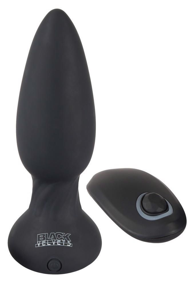Анальна пробка Black Velvets Rotating & Vibrating Plug, 14 см (чорний)