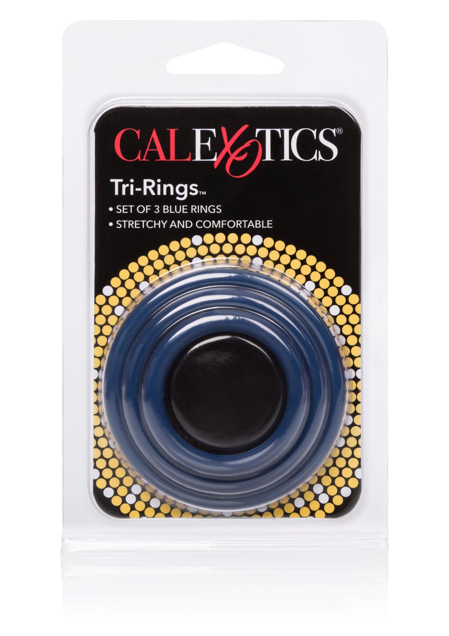 Эрекционное кольцо Calexotics Tri-Rings, 3 шт (синий)