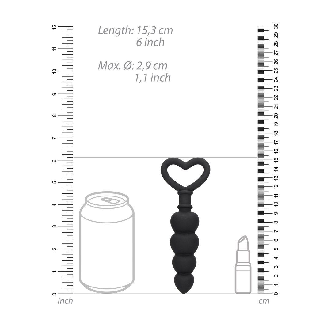 Ouch Love Beads - Korek analny, Czarny, 15, 3 cm