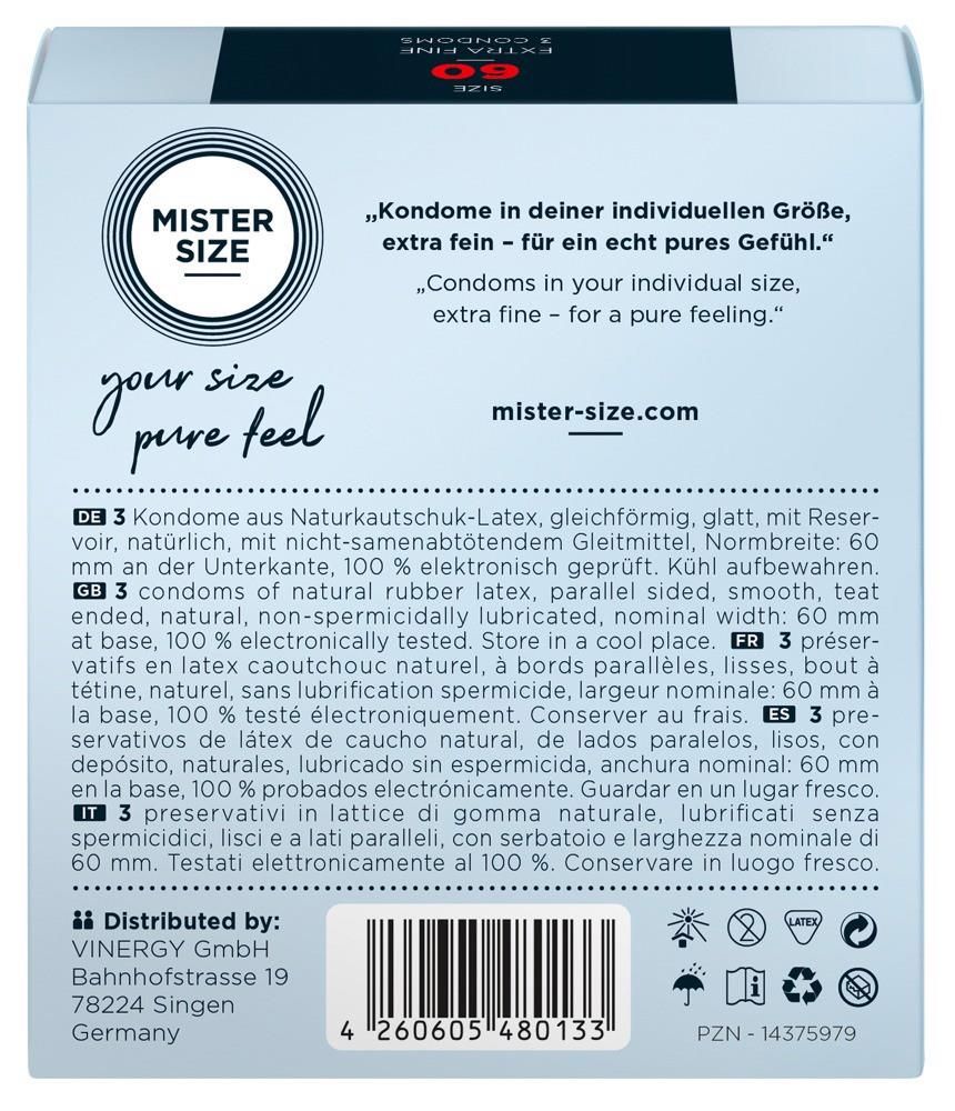 Презервативы Mister Size 60, 3 шт (прозрачный)
