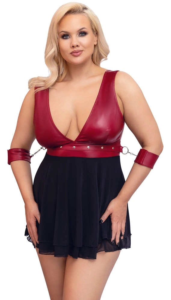 Сорочка Cottelli Bondage Plus Babydoll, 4XL (черный с красным)