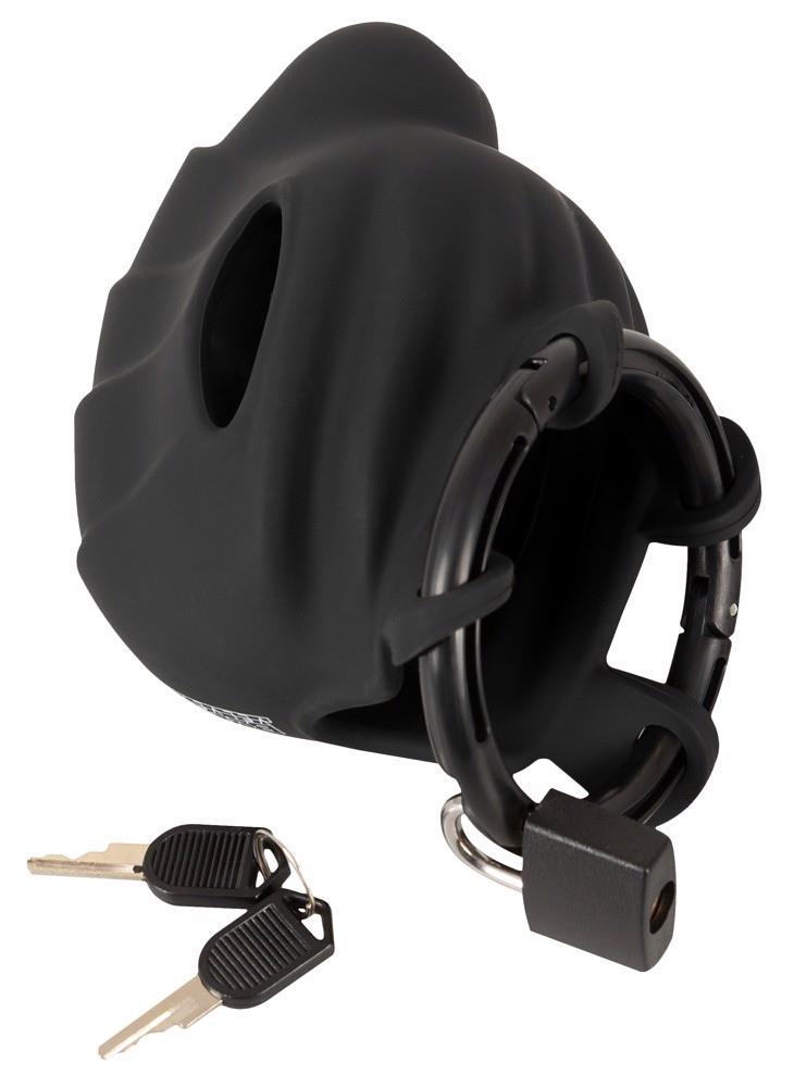 Мужской пояс верности Black Velvets Cock & Ball Cage, 10 см (черный)
