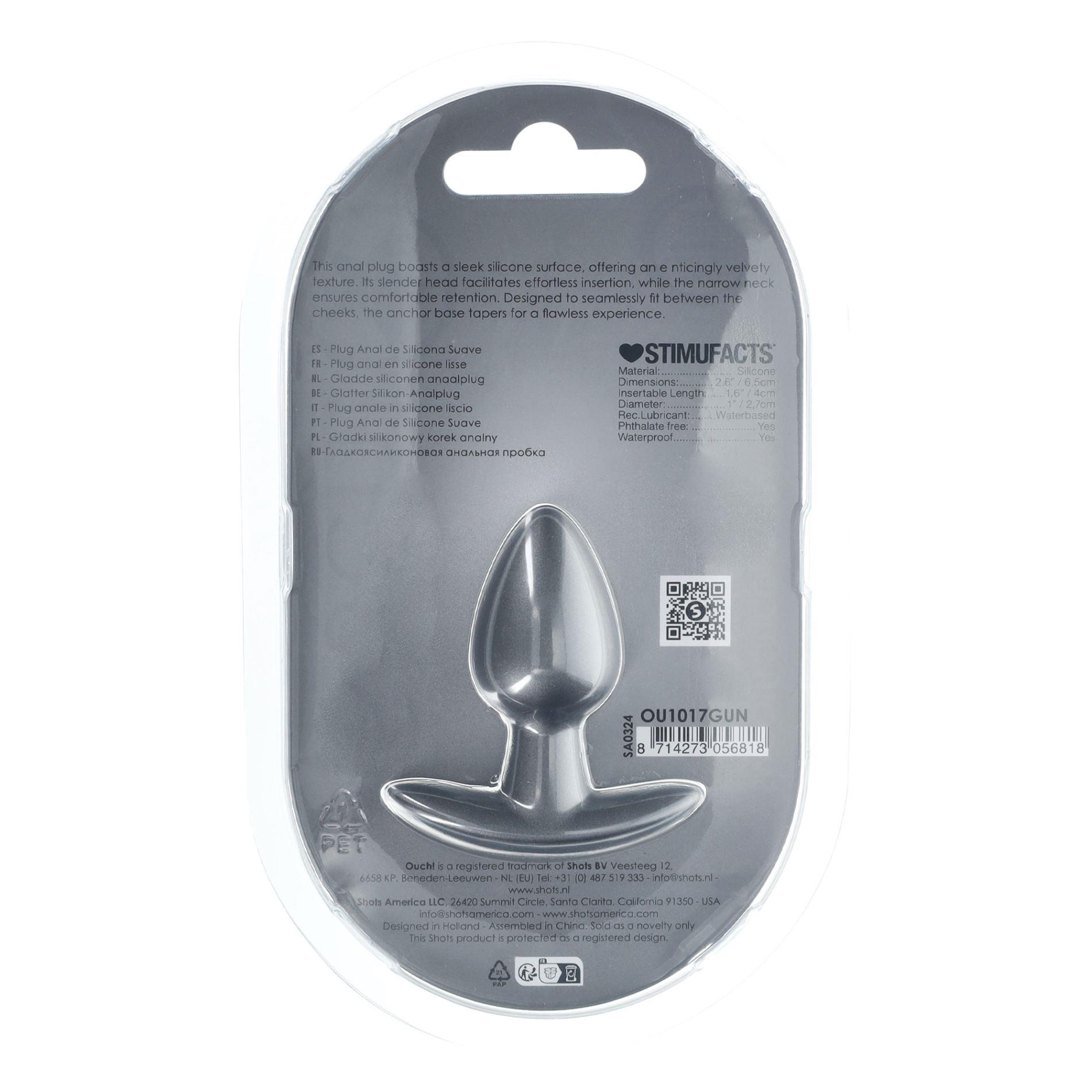Korek analny Ouch! Smooth Anal Plug Metallic S, 6.5 cm (szary)