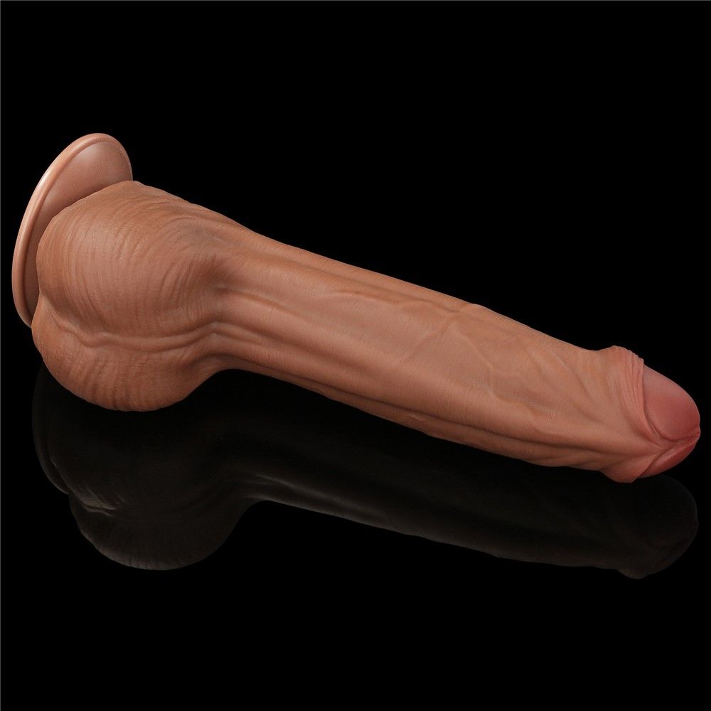 Dildo LoveToy Sliding-Skin Dual Layer Dong, 29 cm (brązowy)