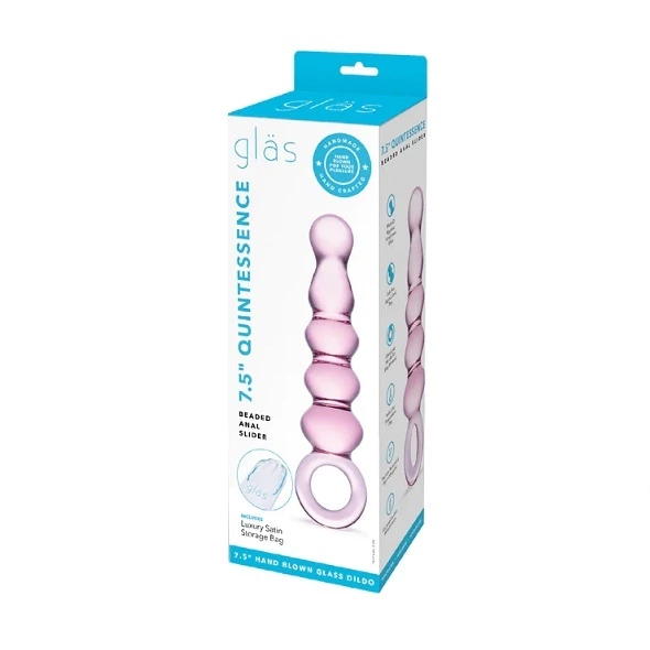 Стеклянные анальные бусы Glas Quintessence, 19 см (розовый)