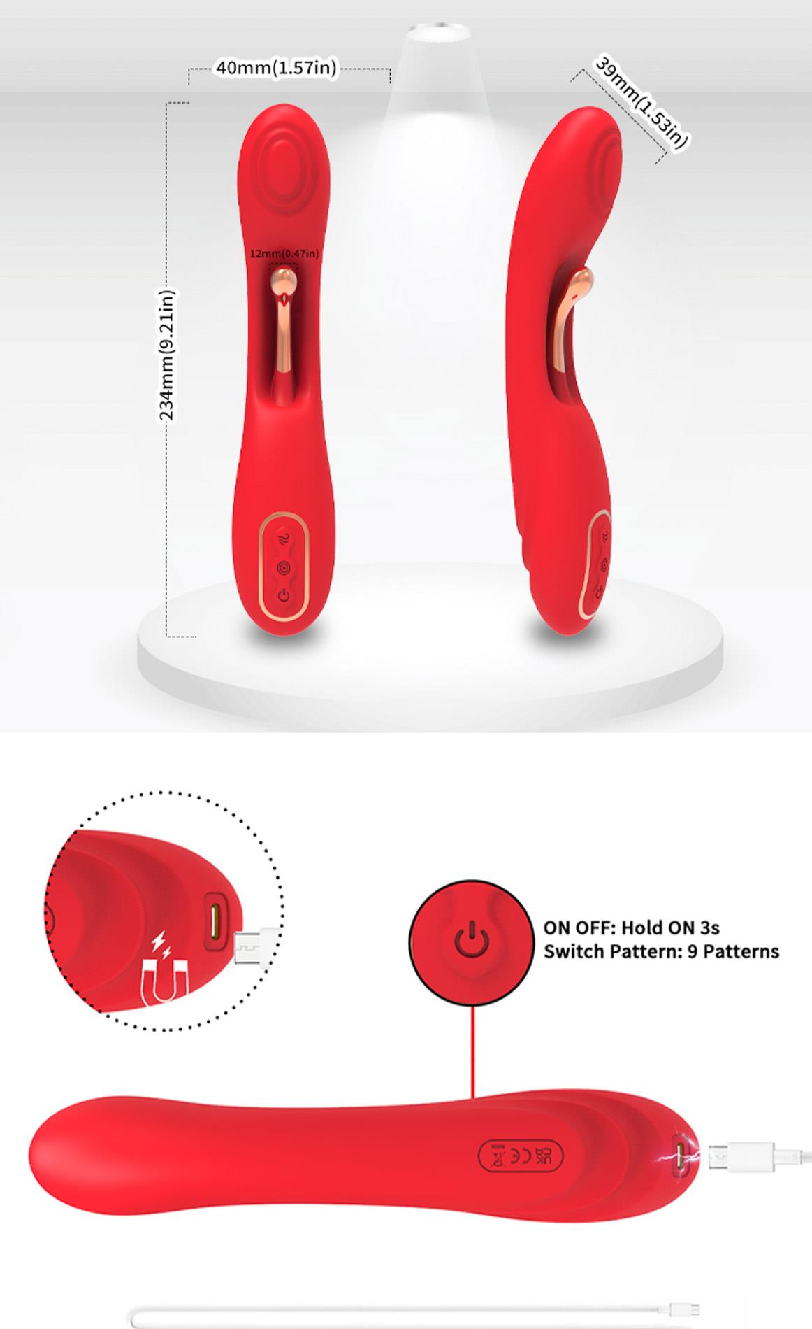 Вибратор B - Series Joy Fishhook Red Dual, 23.4 см (красный)
