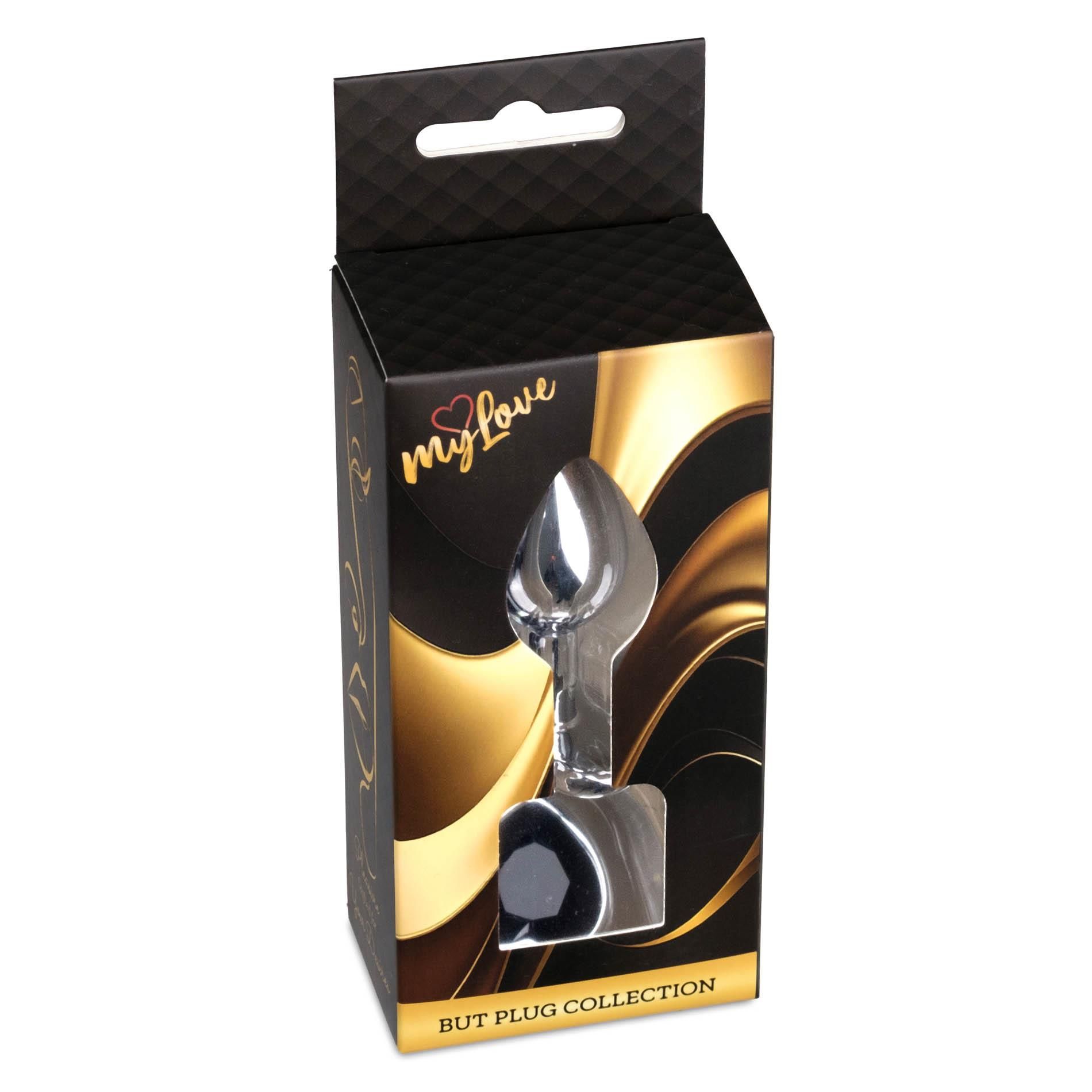 Korek analny MyLove Toys Jewellery Silver Heart Plug, 7 cm (czarny)