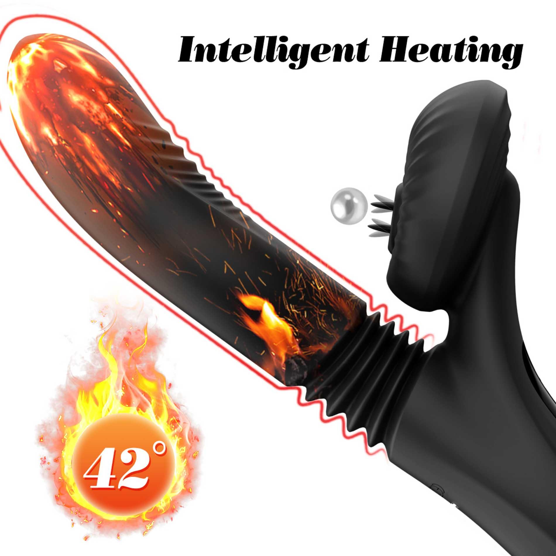 Вибратор B - Series Fox Thrusting and Heating, 24 см (черный)