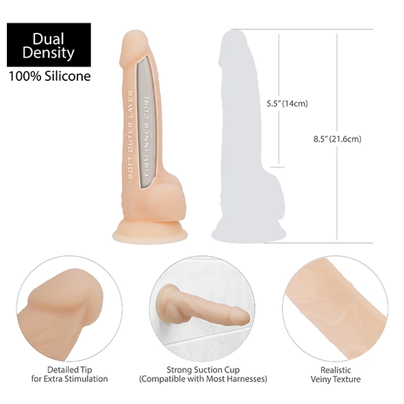 Фаллоимитатор Addiction Naked Dual Density Silicone Dong 8", 20 см (телесный)