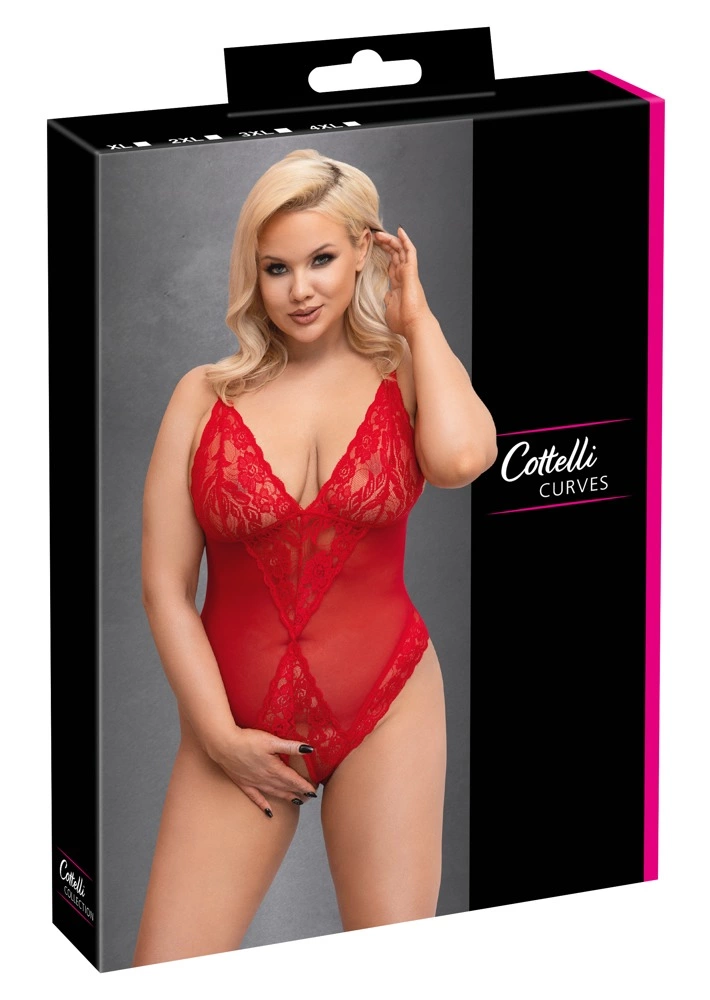 Боди Cottelli Curves otwarte, 4XL (красный)