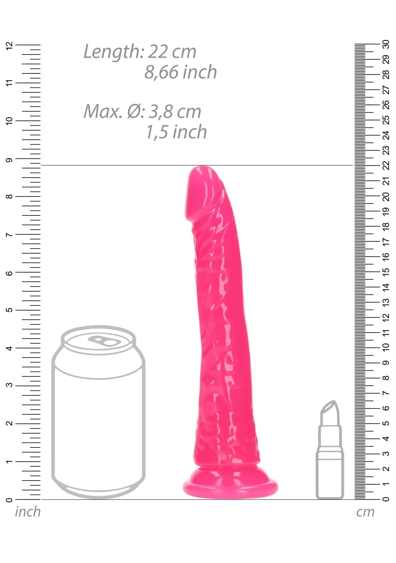 Dildo RealRock Slim Realistic 8'', 22 cm (różowy)