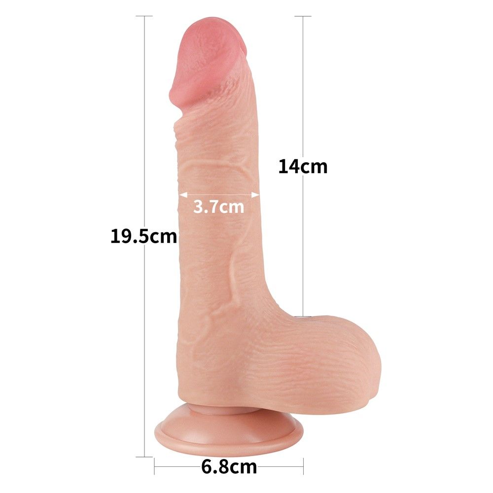Lovetoy Sliding Skin Dual Layer Dong - Dildo, W kolorze cielistym, 19.5 cm