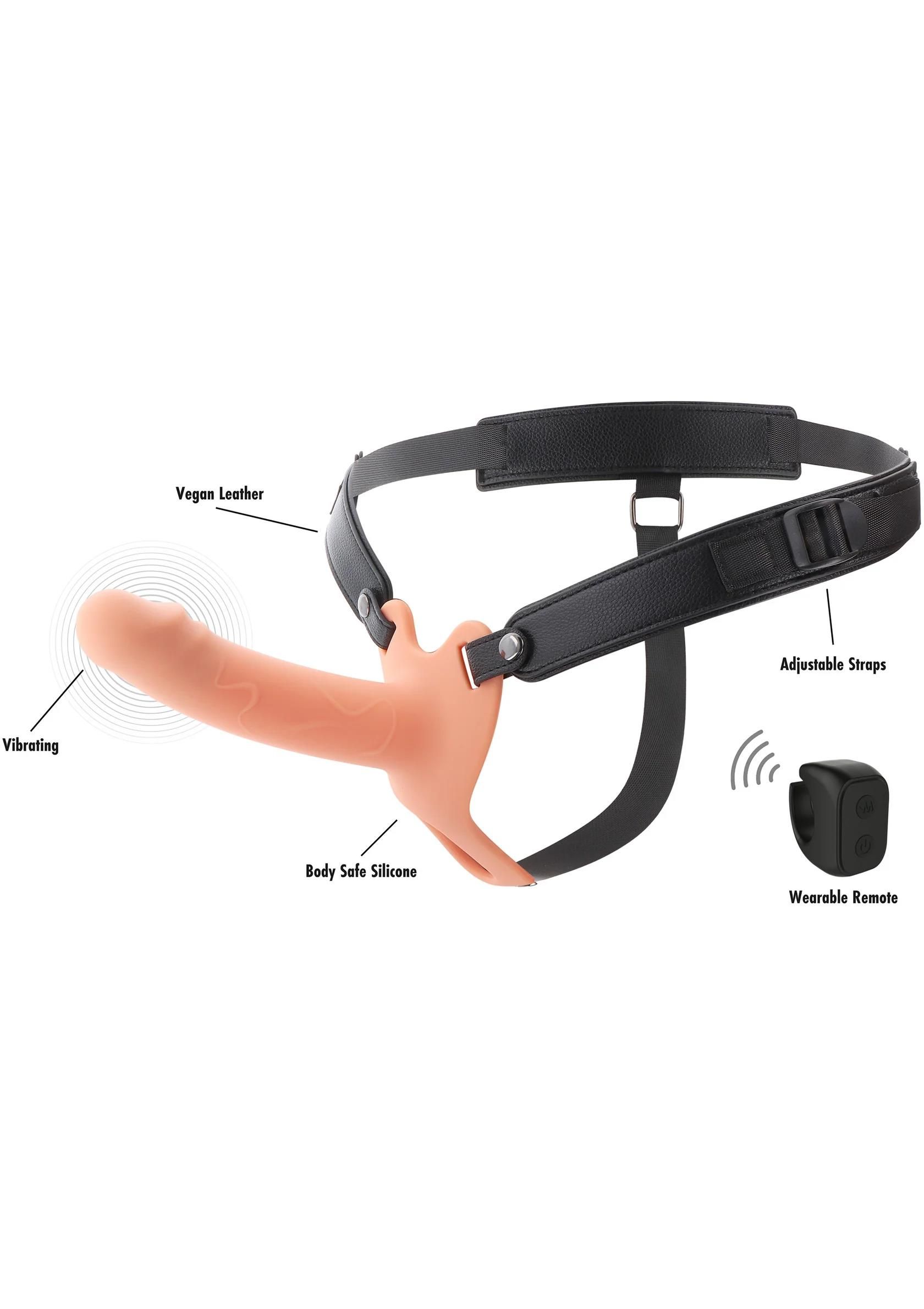 Полый страпон Hidden Desire Hollow Penis Strapon Vibrating Silicone, 16 см (телесный)