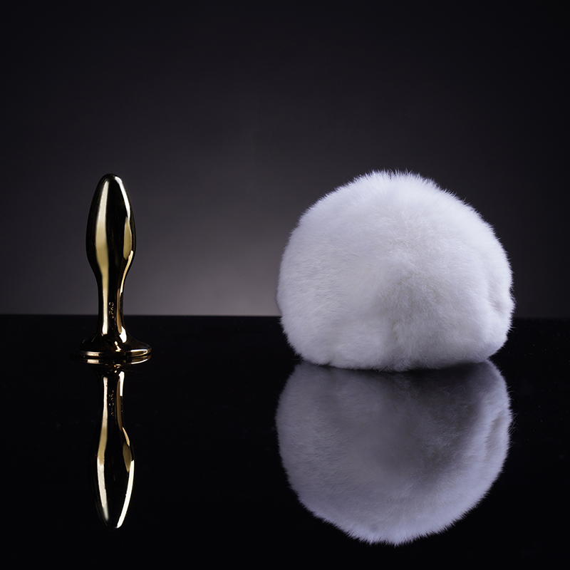 UPKO Rabbit Fur Bunny Tail - Korek analny, Biały, 10 cm
