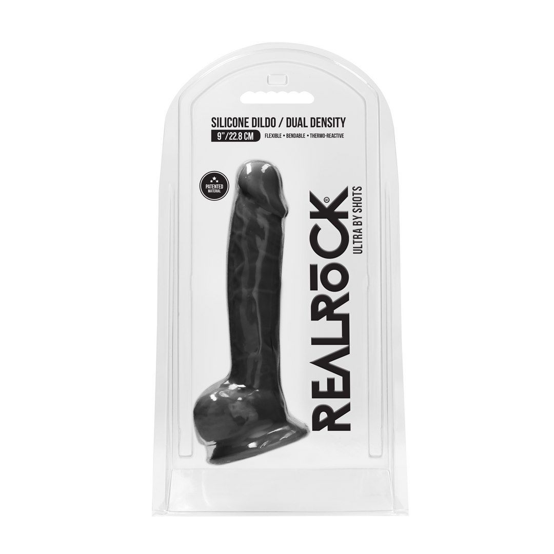 Dildo RealRock With Balls Ultra, 22.8 cm (czarny)