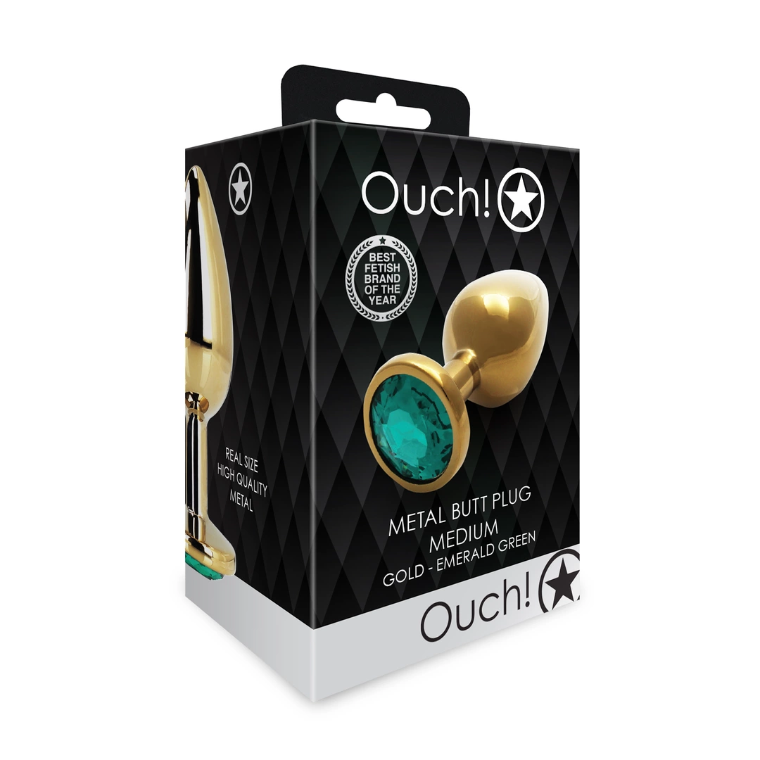 Korek analny Ouch! M, 7.1 cm (zielony)