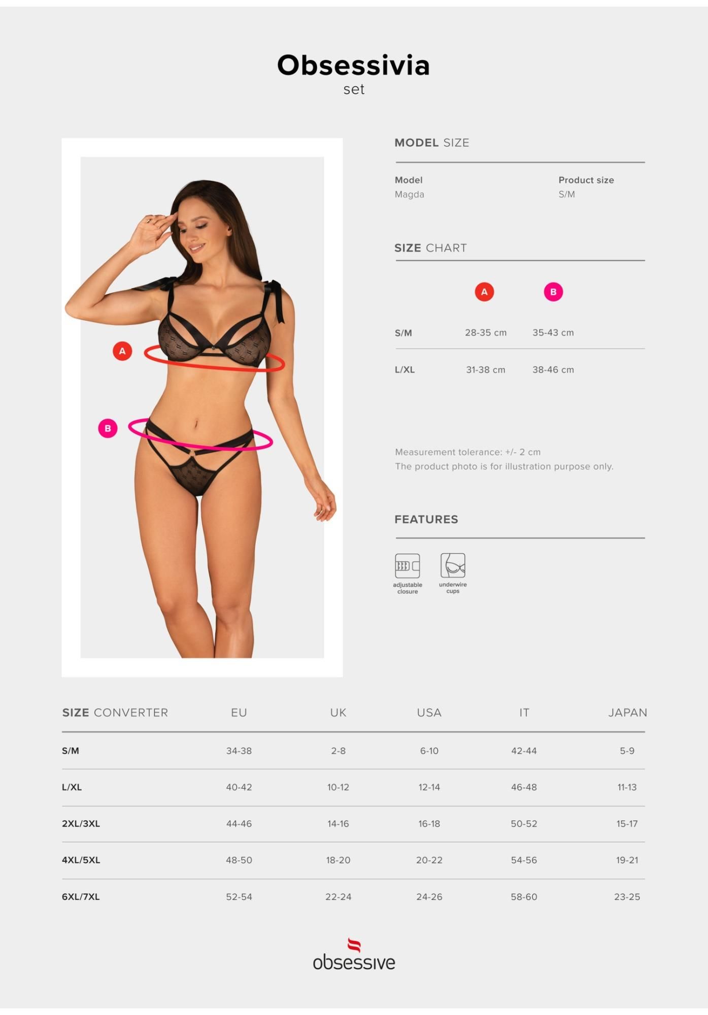 Комплект белья Obsessive Obsessivia, S/M (черный)