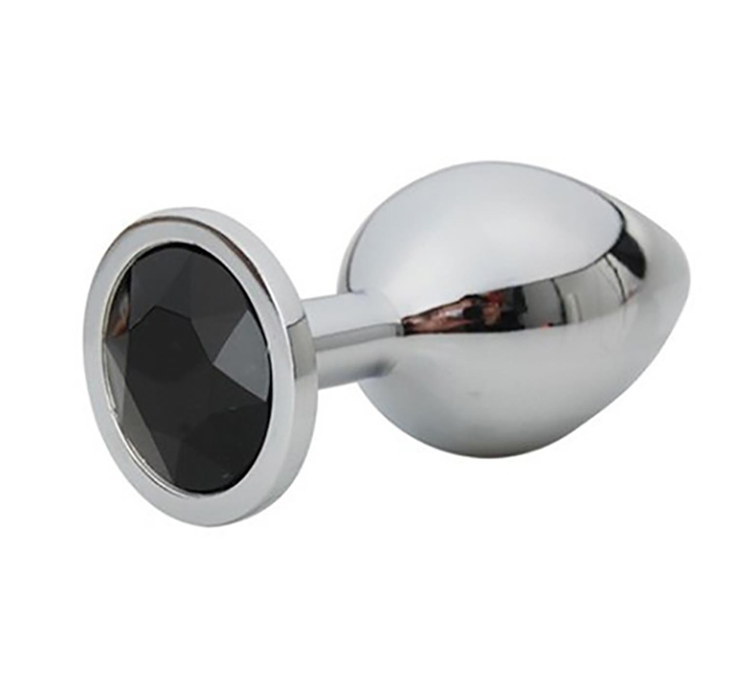 Korek analny Fantasy Silver Butt Plug Diamond S, 7 cm (czarny)