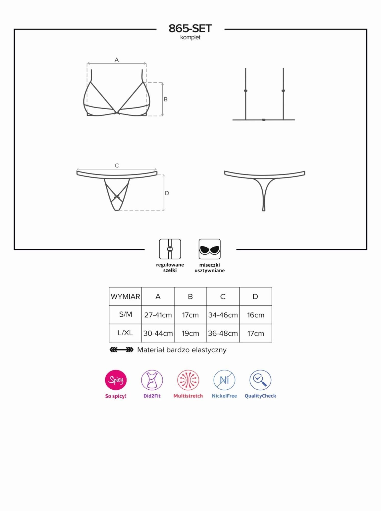 Комплект белья Obsessive 865-SET-1, L/XL (черный)