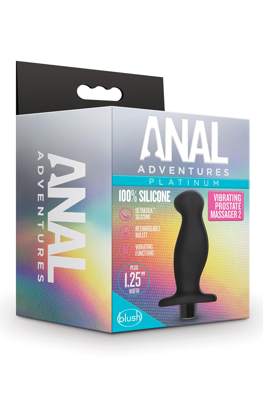 Стимулятор простаты Anal Adventures Platinum Vibrating 2, 10.7 см (черный)