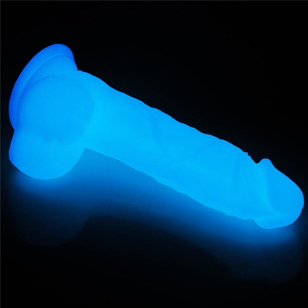 Неоновый фаллоимитатор LoveToy Lumino Play, 20,9 см (голубой)
