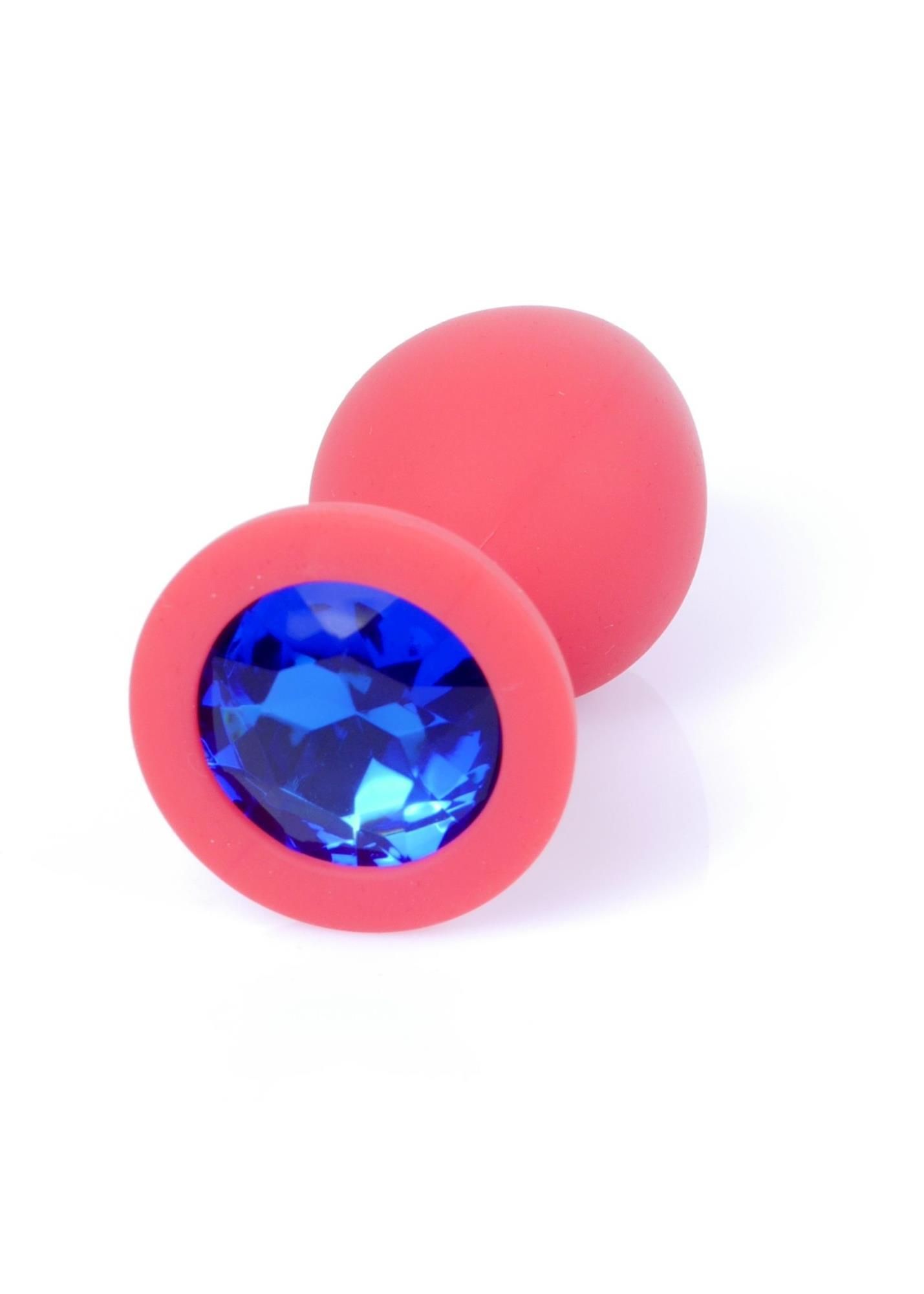 Силіконова анальна пробка з кристалом Boss Silikon Jewellery, 8 см (синій)