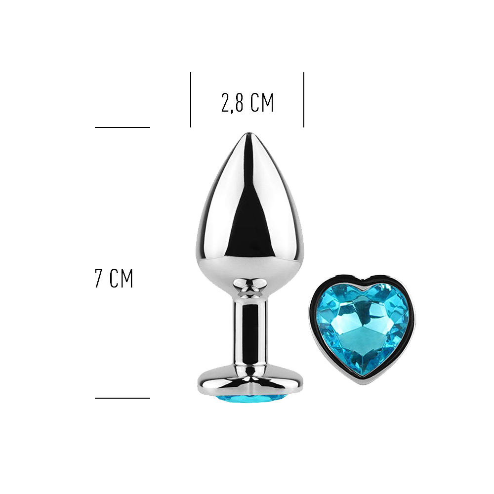 Анальна пробка з кристалом Secret Play Blue Heart, 7 см (блакитний)