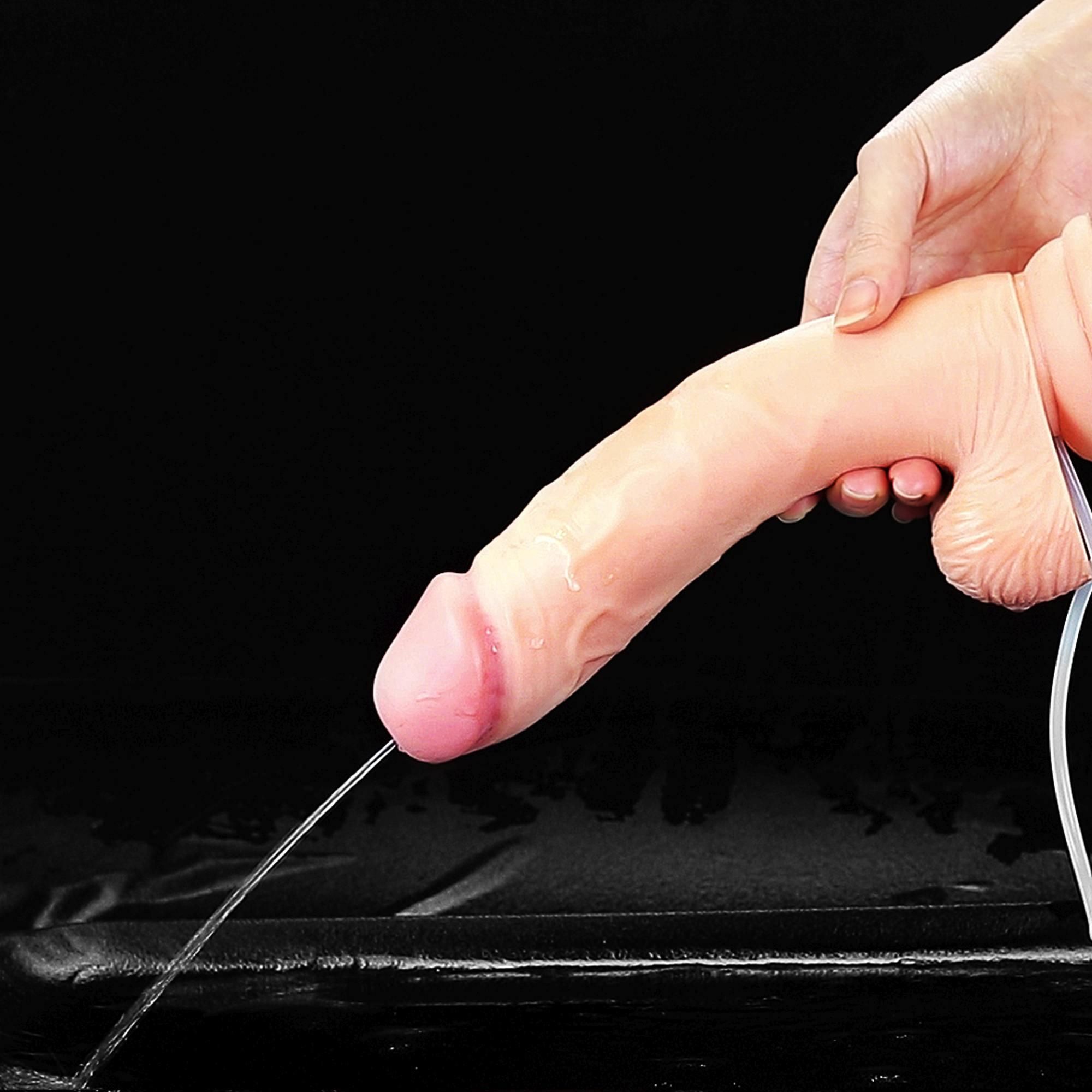 Реалистичный фаллоимитатор с эякуляцией LoveToy Soft Ejaculation, 22,9 см (телесный)